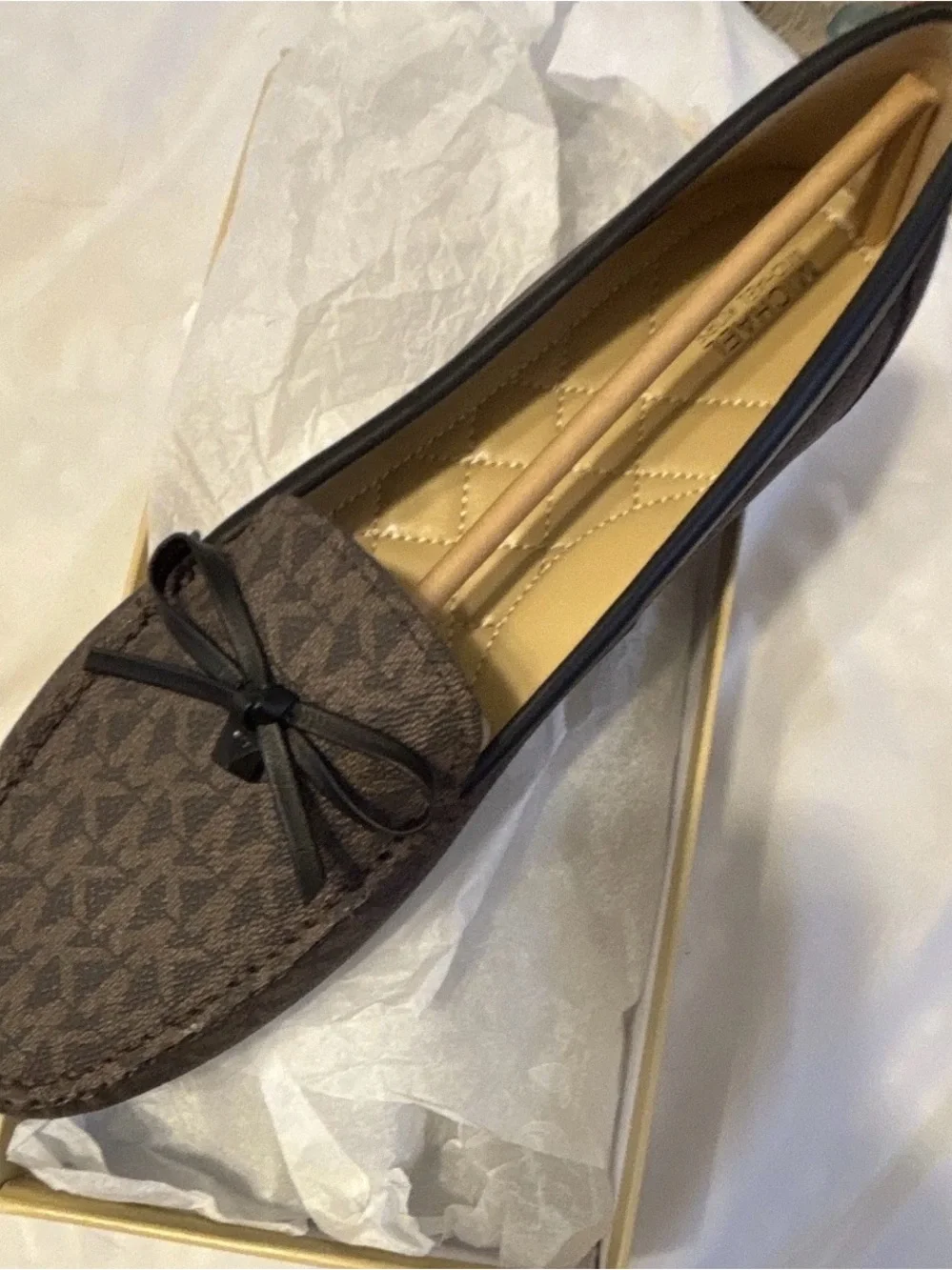 Michael Kors Women’s Brown Patterned Slip-On Driving Loafers
